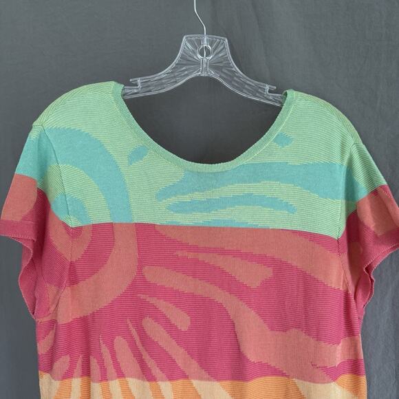 Y2K Knit Colorblock Tee V-Back Tropical Sunset Stripes Indie Skater Size M‎ - Picture 3 of 10